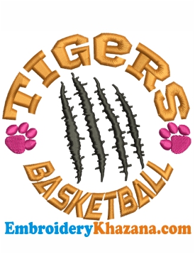 Tigers Basketball Embroidery Design