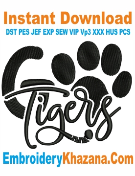 Tigers Football Embroidery Design