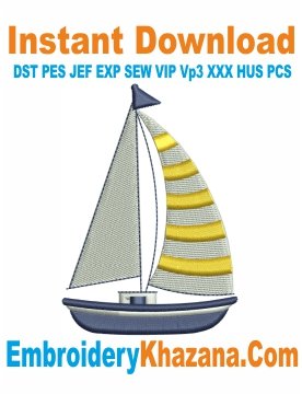Tiny Coastal Yacht Embroidery Design