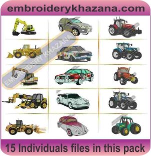 Tractor Car And Jcb Designs Pack