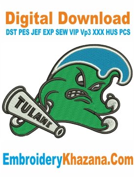Tulane Green Wave Embroidery Design