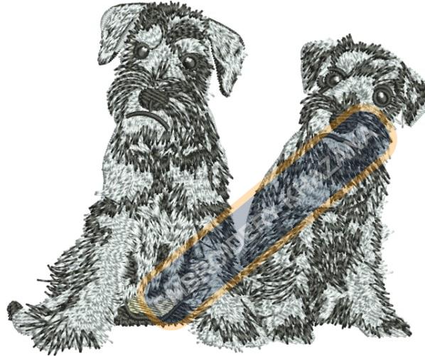 Two Dogs Embroidery Design
