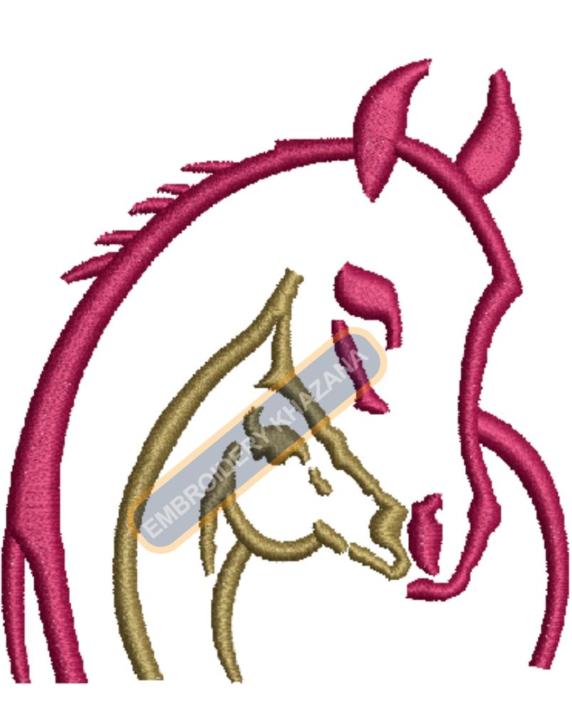 Two Horse Face Embroidery Design