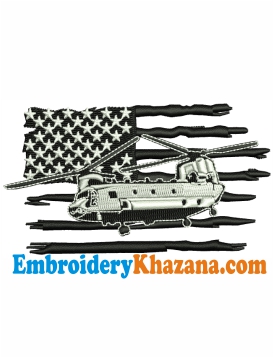 US Chinook Helicopter Embroidery Design