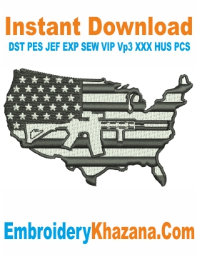 US MAP Flag AR 15 Embroidery Design