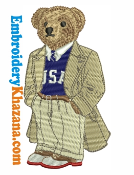 US Polo Bear Embroidery Design