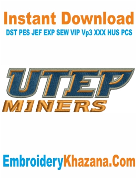 UTEP Miners Football Logo Embroidery Design