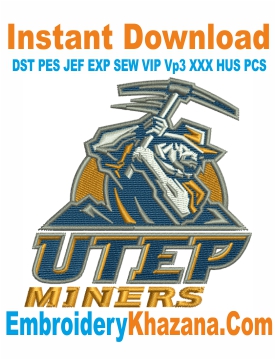 Logo UTEP Miners Embroidery Design