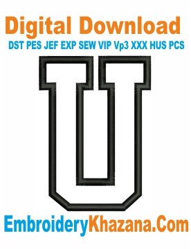 U Letter Applique Embroidery Design