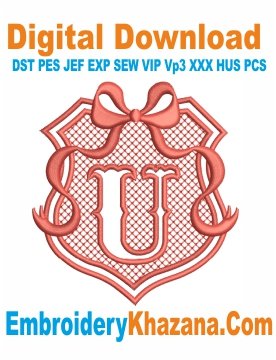 Embossed Monogram U Embroidery Design