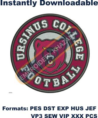 Ursinus College football logo embroidery design