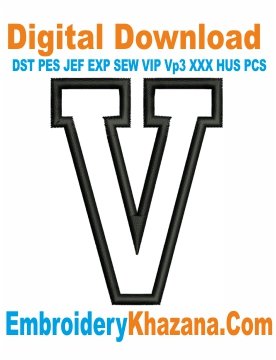 V Letter Applique Embroidery Design