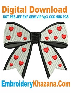 Valentine Ribbon Embroidery Design
