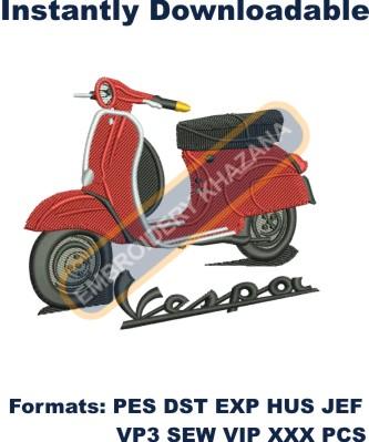 Vespa Scooters Embroidery Design