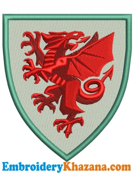 Wales Football Team Logo Embroidery Design