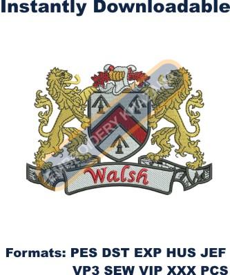 Walsh Coat Of Arms embroidery design