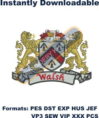 Walsh Coat of Arms embroidery design