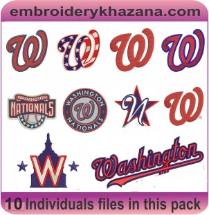 Washington Nationals Logo Embroidery Designs Pack