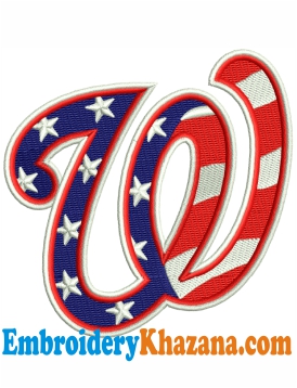 Washington Nationals W Embroidery Design