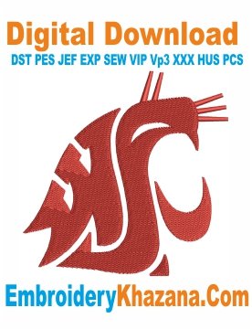 Washington State Cougars Logo Embroidery Design