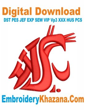 Washington State University Logo Embroidery Design