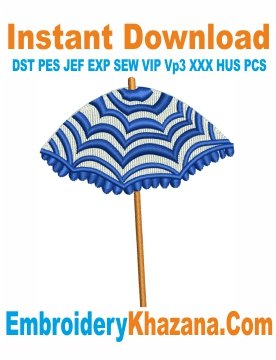 Wavy Beach Umbrella Embroidery Design
