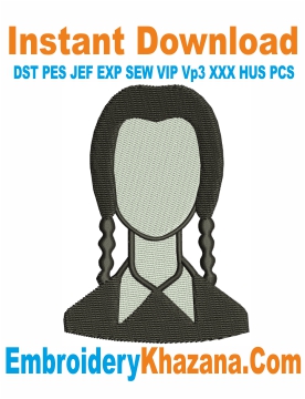 Wednesday Addams Face Embroidery Design