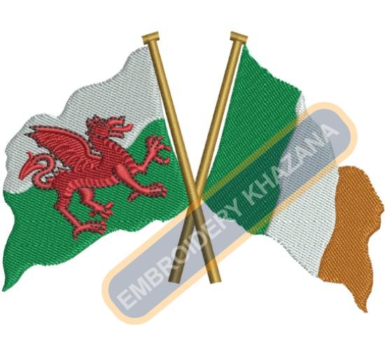 Welsh Irish Flag Embroidery Design