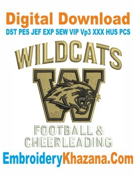 Wildcats Football Cheerleading Embroidery Design