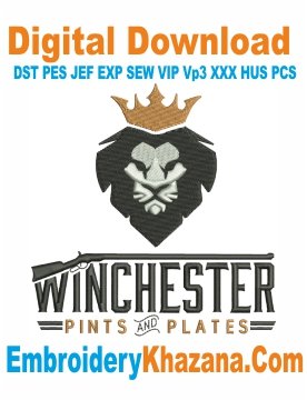 Winchester Pints and Plates Embroidery Design