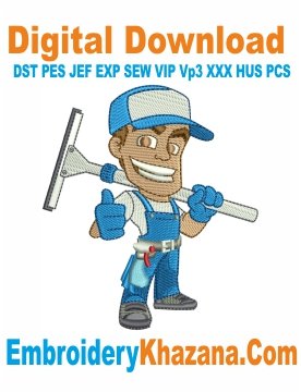 Window Cleaner Embroidery Design