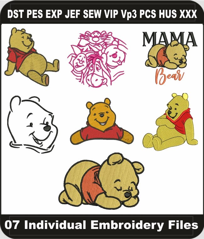 Winnie The Pooh Bear Embroidery Design