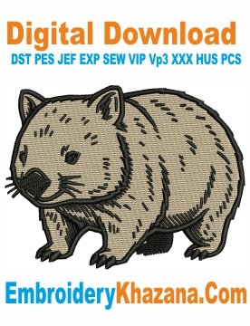 Wombat Embroidery Design