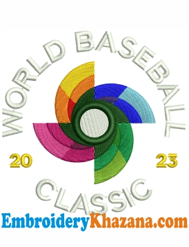 World Baseball Embroidery Design