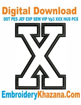 X Letter Applique Embroidery Design
