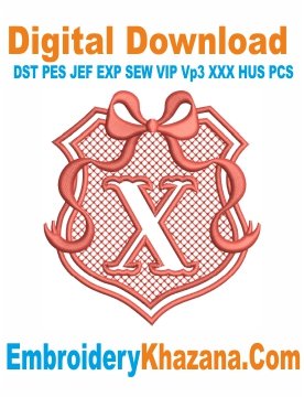 Embossed Monogram X Embroidery Design