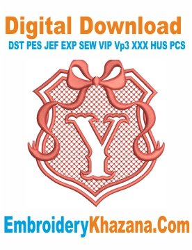Embossed Monogram Y Embroidery Design
