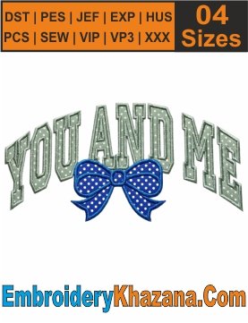 You and Me Applique Machine Embroidery Design