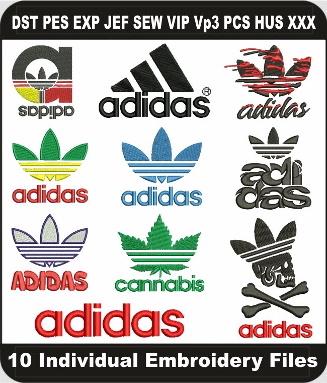 Adidas Logo Embroidery Designs Bundle