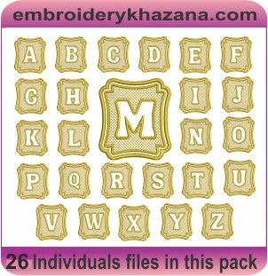 Monogram Embossed Alphabet Font Embroidery Design Bundle