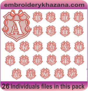 Embossed Monogram Font Embroidery Designs Bundle