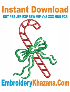 Bow with ribbon embroidery design