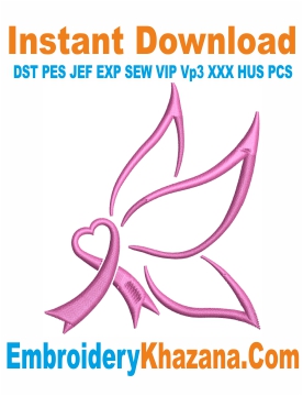 Breast Cancer Butterfly Embroidery Design