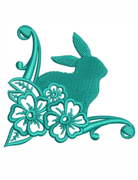 Bunny Easter With Flowers Embroidery Design