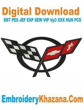 C5 Corvette Flag Embroidery Design