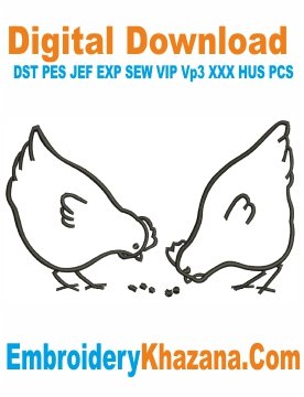 Chicken Picking Seeds Embroidery Design