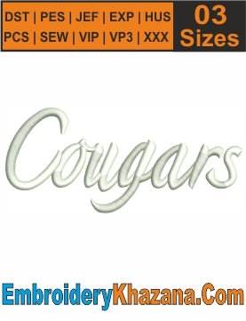 Cougars 3D Puff Embroidery Patterns