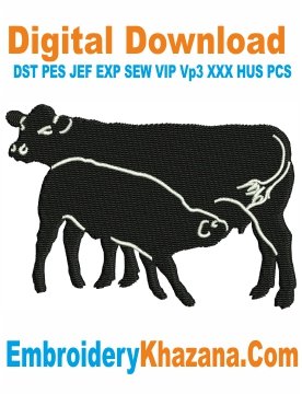 Cow with Calf Embroidery Designs