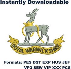 The Royal Warwickshire Regiment embroidery design