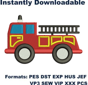 fire truck embroidery design
